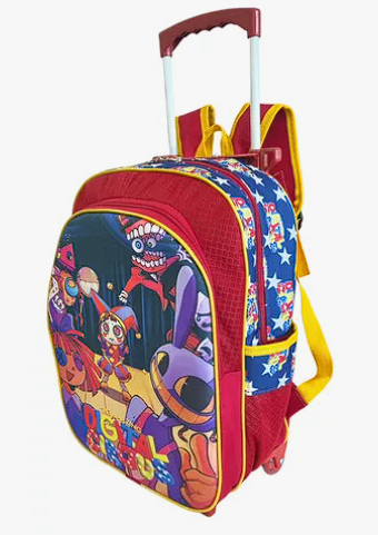 Kit Mochila Infantil Amazing Digital Circus Rodinhas Tam G