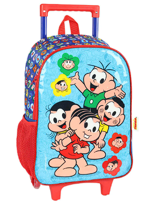 Mochila Infantil Rodinha Turma da Mônica com Lancheira e Estojo Azul