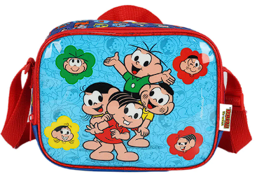 Mochila Infantil Rodinha Turma da Mônica com Lancheira e Estojo Azul