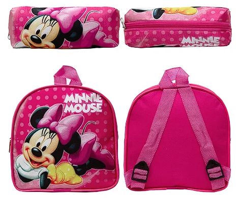 Kit Mochila Escolar Minnie Infantil Com Rodinhas