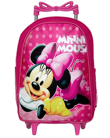 Kit Mochila Escolar Minnie Infantil Com Rodinhas