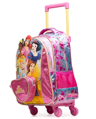 Kit Princesas Mochila de Rodinhas + Lancheira Térmica + Estojo