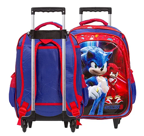 Kit Mochila Infantil Rodinha Sonic Filme Tam G