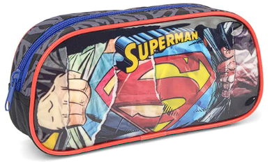 Mochila Infantil Rodinhas Superman com Lancheira e Estojo