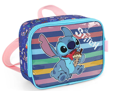 Mochila Infantil Rodinha Stitch Com Lancheira E Estojo