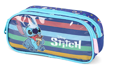 Mochila Infantil Rodinha Stitch Com Lancheira E Estojo