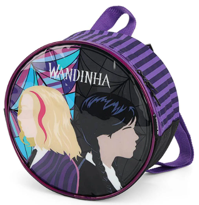 Mochila Infantil Rodinhas Wandinha Com Lancheira E Estojo